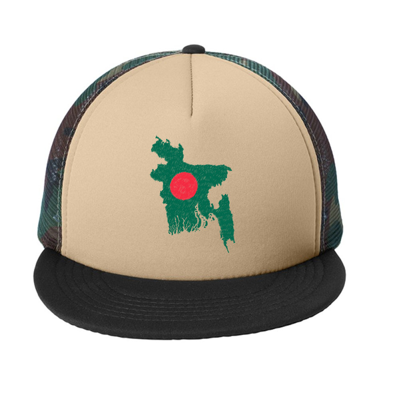 Bangladesh Map Flag Drawing Line Art Foam Snapback Hat | Artistshot