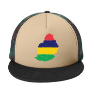 Mauritius Map Flag Drawing Line Art Foam Snapback Hat | Artistshot