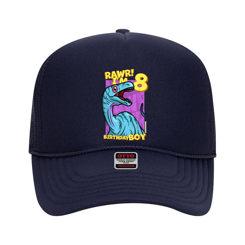 Rawr! I'm 8 Birthday Boys 8th Birthday Dino Noasaurus T Shirt Foam Trucker Hat | Artistshot