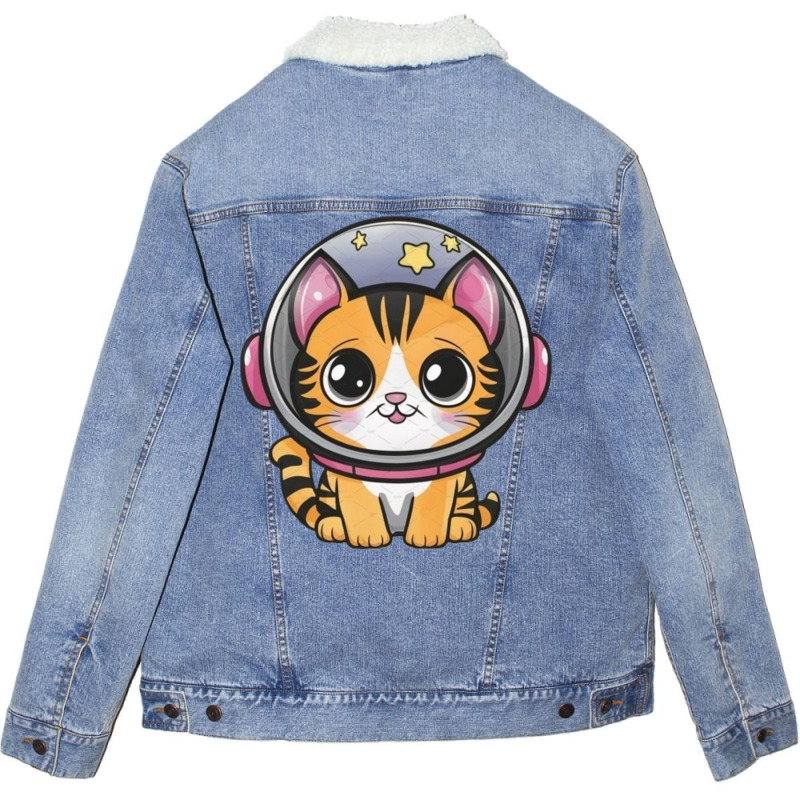 Space Cat Unisex Sherpa-Lined Denim Jacket by Jonybravo2000 | Artistshot