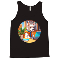 Dog Busy At The Computer Tank Top | Artistshot