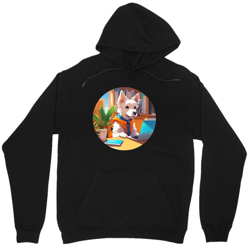 Dog Busy At The Computer Unisex Hoodie | Artistshot