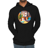 Dog Busy At The Computer Lightweight Hoodie | Artistshot