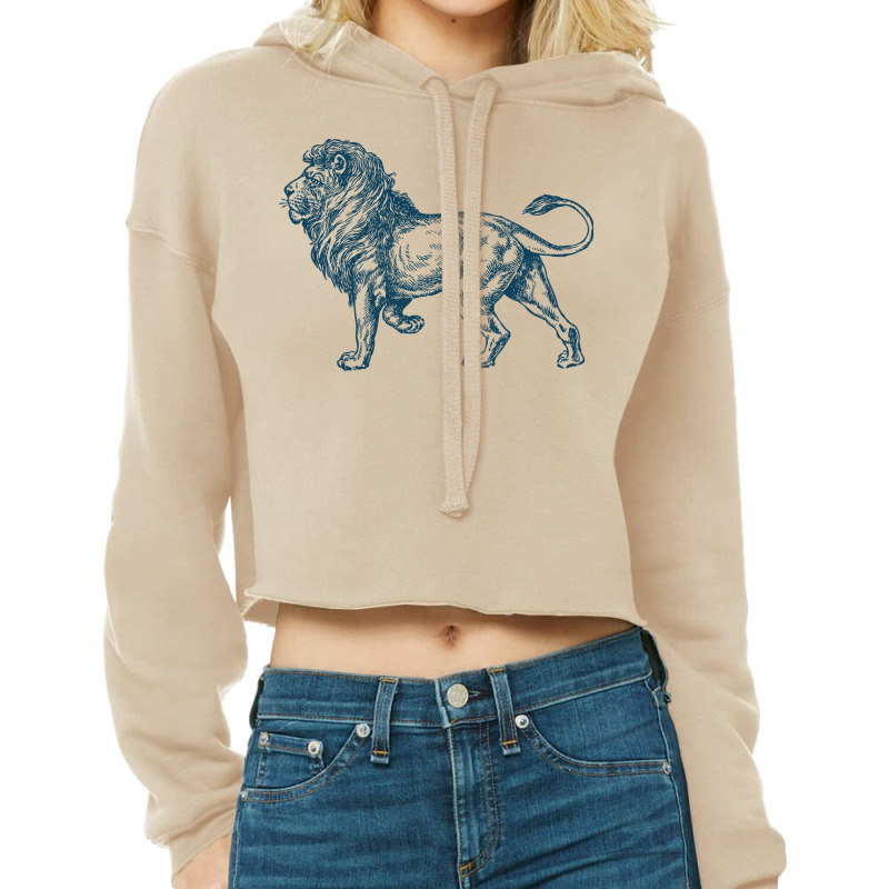 Vintage Lion Cropped Hoodie by HRC Design | Artistshot