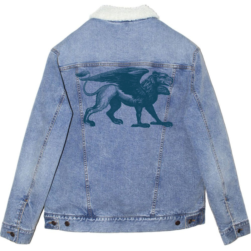 Griffin Drawing Unisex Sherpa-Lined Denim Jacket by HRC Design | Artistshot