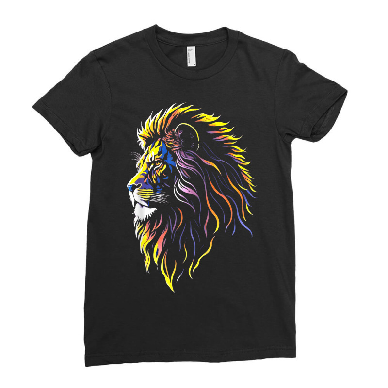 Awesome Majestic Lion Head Jungle Ladies Fitted T-Shirt by llaphong | Artistshot