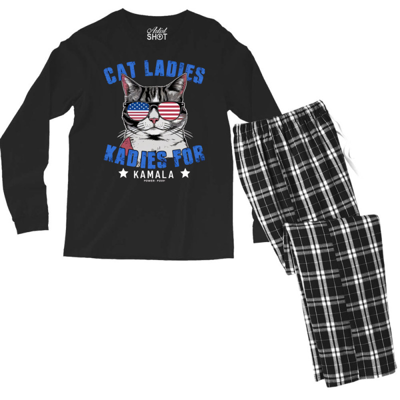 Cat Ladies For Kamala (2) Men's Long Sleeve Pajama Set | Artistshot