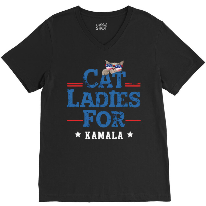 Cat Ladies For Kamala (3) V-neck Tee | Artistshot