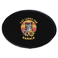 Cat Ladies For Kamala (5) Oval Patch | Artistshot