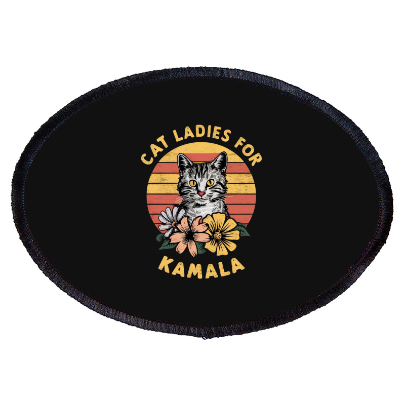 Cat Ladies For Kamala (5) Oval Patch | Artistshot