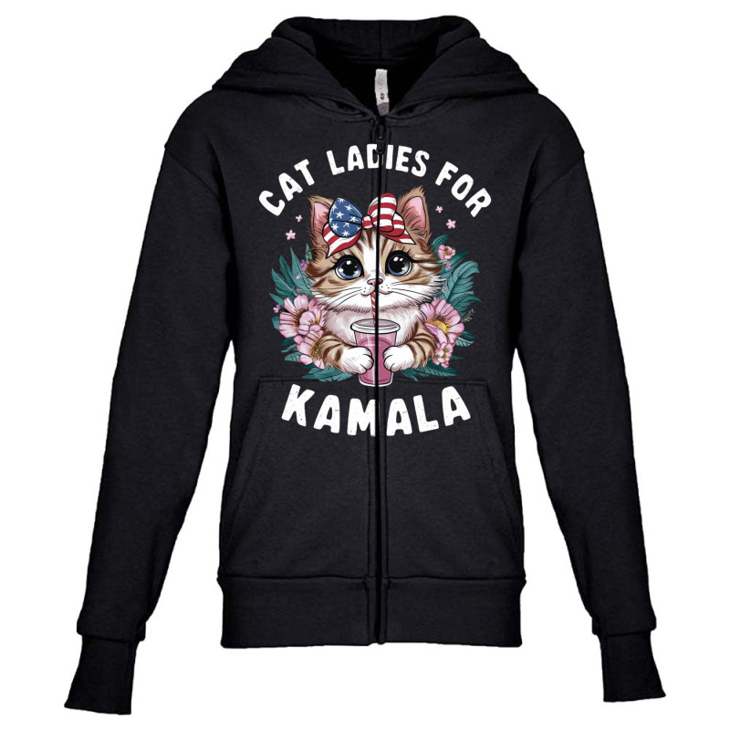 Cat Ladies For Kamala (9) Youth Zipper Hoodie | Artistshot