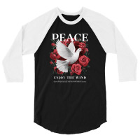 A Design Featuring The Word Peace 3/4 Sleeve Shirt | Artistshot