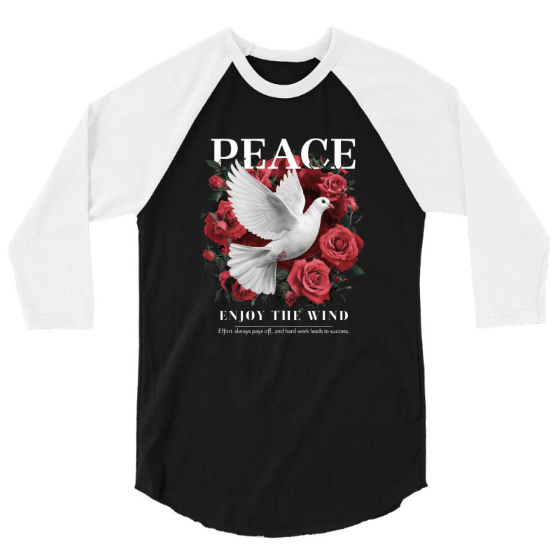 A Design Featuring The Word Peace 3/4 Sleeve Shirt | Artistshot