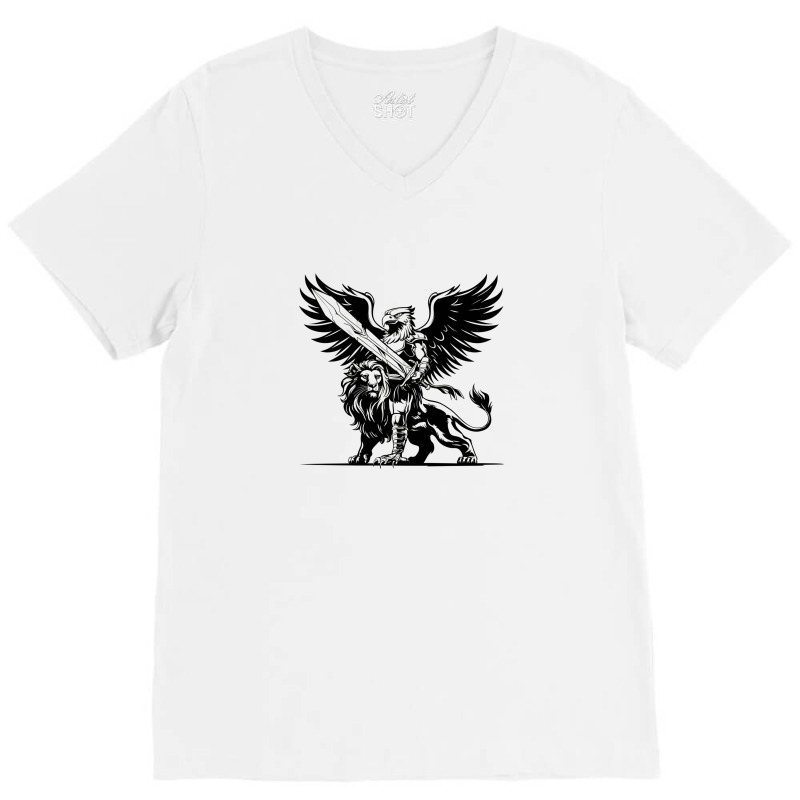 A Mythical Griffin Humanoid V-Neck Tee by Kenneth | Artistshot