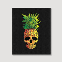 Pineapple Skull Funny Aloha Beaches Hawaiian Portrait Canvas Print | Artistshot