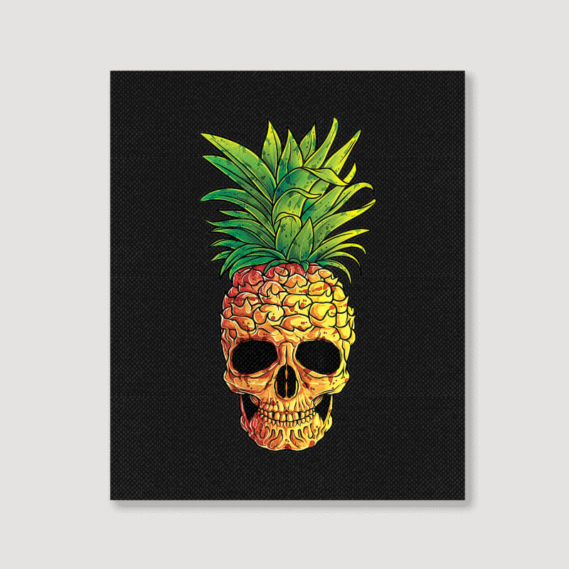 Pineapple Skull Funny Aloha Beaches Hawaiian Portrait Canvas Print | Artistshot