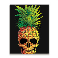 Pineapple Skull Funny Aloha Beaches Hawaiian Metal Print Vertical | Artistshot