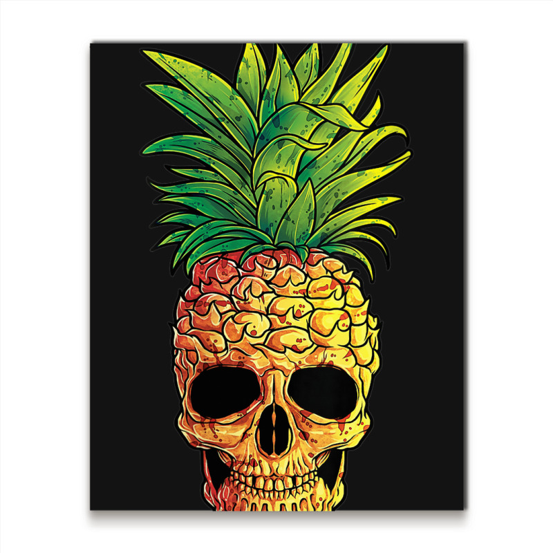 Pineapple Skull Funny Aloha Beaches Hawaiian Metal Print Vertical | Artistshot