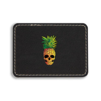 Pineapple Skull Funny Aloha Beaches Hawaiian Rectangle  Leatherette Patch | Artistshot