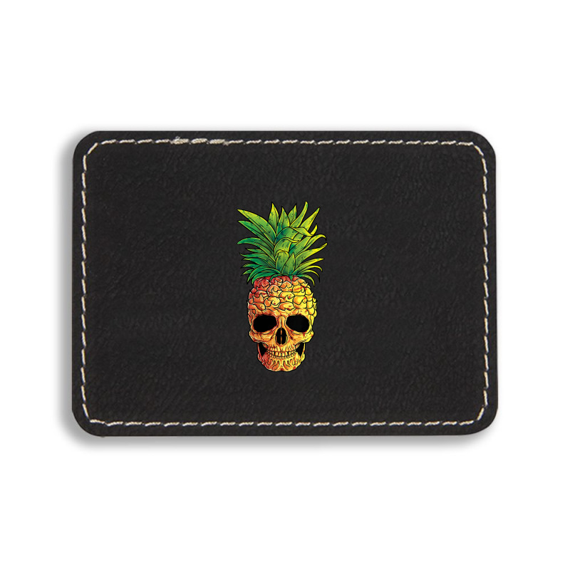 Pineapple Skull Funny Aloha Beaches Hawaiian Rectangle  Leatherette Patch | Artistshot