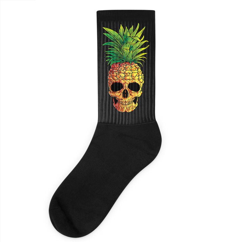 Pineapple Skull Funny Aloha Beaches Hawaiian Socks | Artistshot