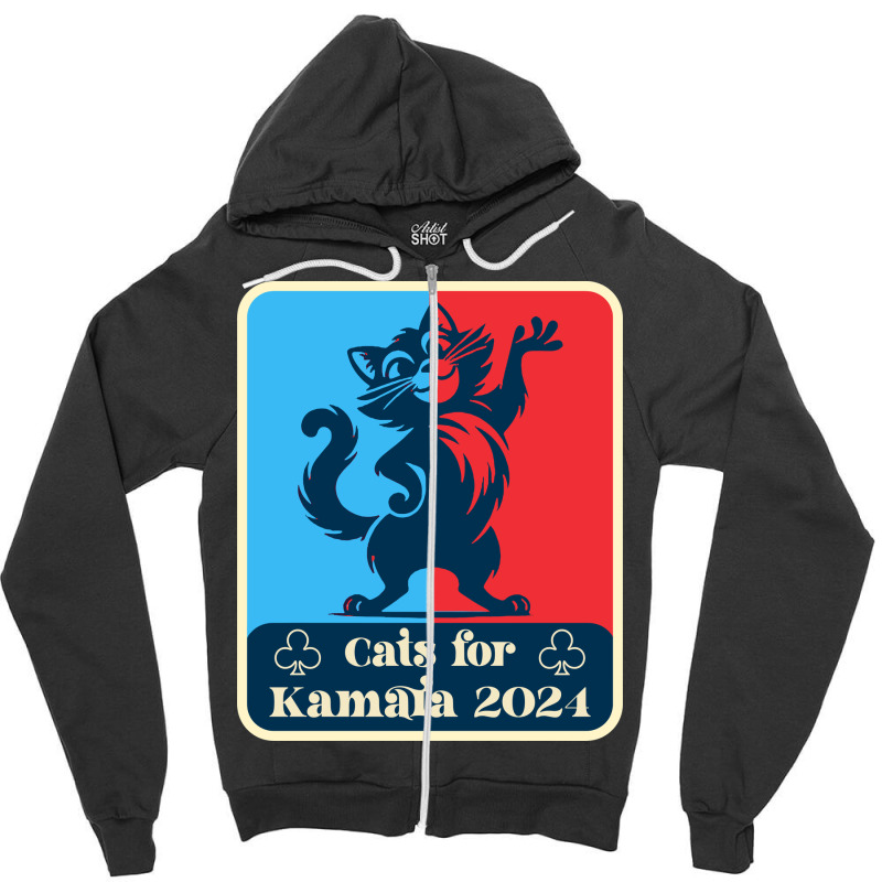 Cats For Kamala 2024 White Zipper Hoodie | Artistshot