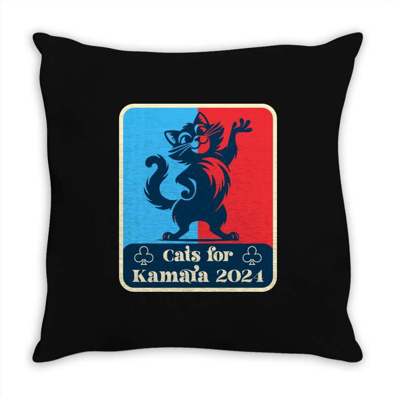 Cats For Kamala 2024 White Throw Pillow | Artistshot