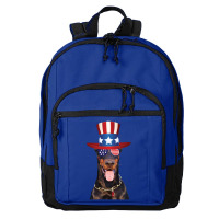 Doberman Eyewear American Flag Sunglasses Glasses And Hat 4th Of July Basic Backpack | Artistshot