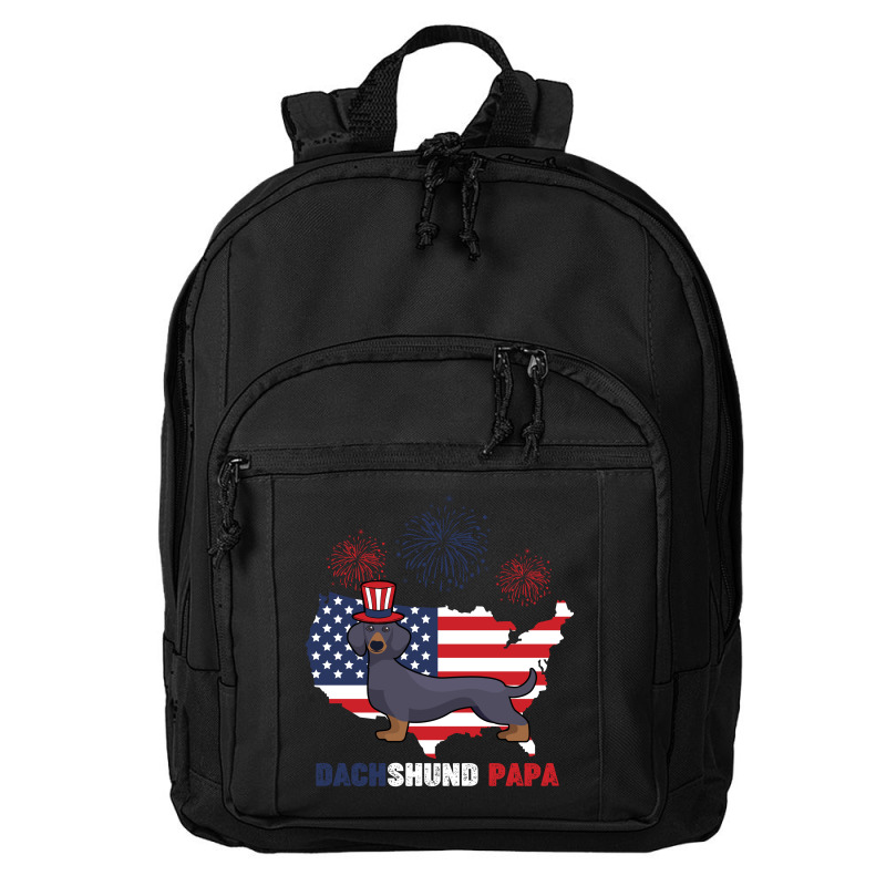 Dachshund Papa American Flag 4th Ofjuly Basic Backpack | Artistshot