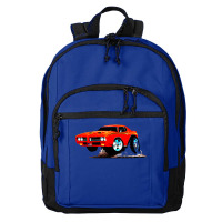 Classic American Muscle Car Cartoon Vector Illustration Basic Backpack | Artistshot