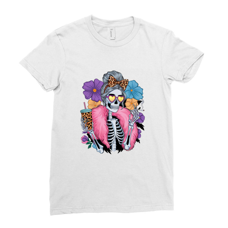 A Detailed, Feminine Skeleton With Visible Bones Ladies Fitted T-Shirt by Kenneth | Artistshot