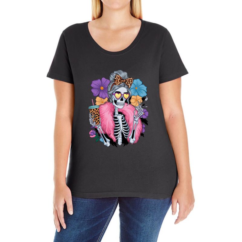 A Detailed, Feminine Skeleton With Visible Bones Ladies Curvy T-Shirt by Kenneth | Artistshot