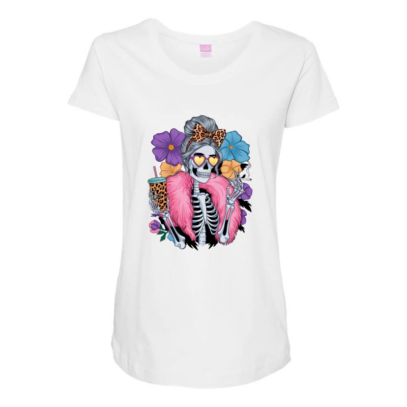 A Detailed, Feminine Skeleton With Visible Bones Maternity Scoop Neck T-shirt by Kenneth | Artistshot