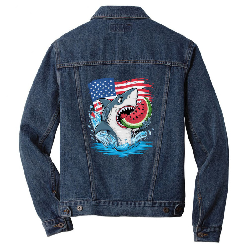 A Cartoon Shark Men Denim Jacket | Artistshot