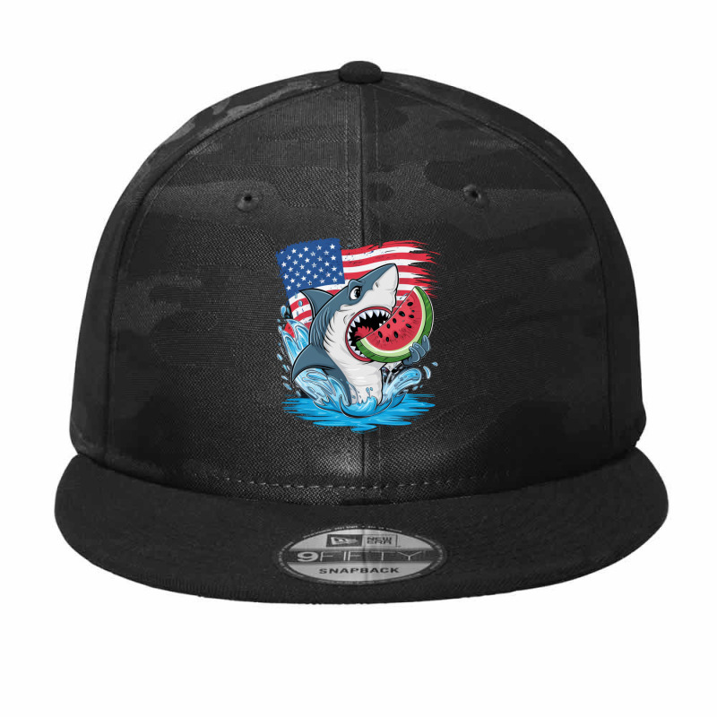 A Cartoon Shark Camo Snapback | Artistshot