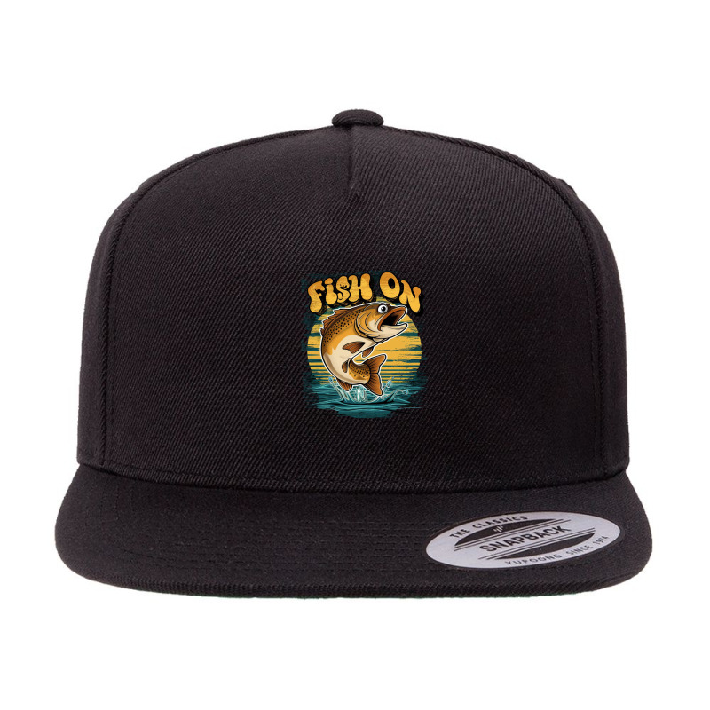 Fish On 5 Panel Snapback Cap | Artistshot