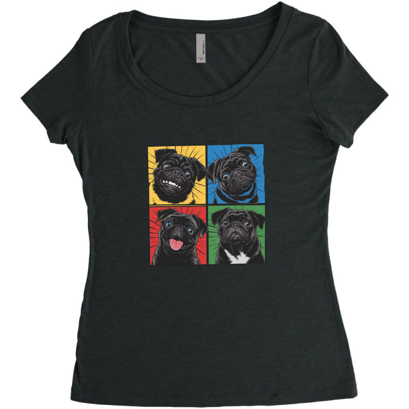 Pugs Dog Expressions Women's Triblend Scoop T-shirt by Kenneth | Artistshot