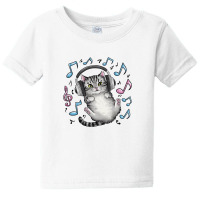 A Cat Wearing Earphones Baby Tee | Artistshot