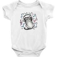 A Cat Wearing Earphones Baby Bodysuit | Artistshot