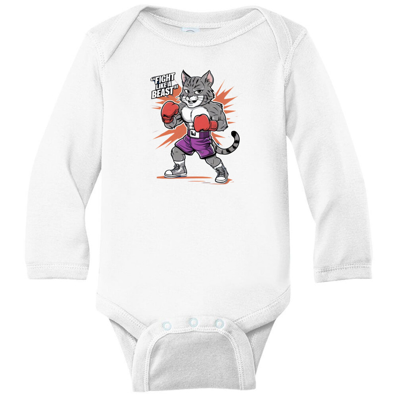 Boxing Bobcat Long Sleeve Baby Bodysuit by Kenneth | Artistshot