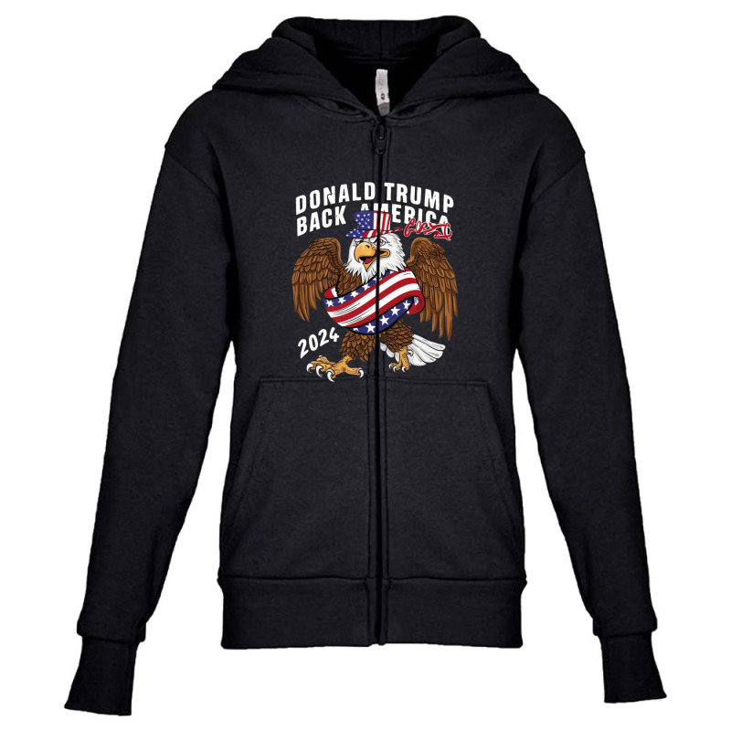 Donald Trump Back America 2024 (2) Youth Zipper Hoodie | Artistshot