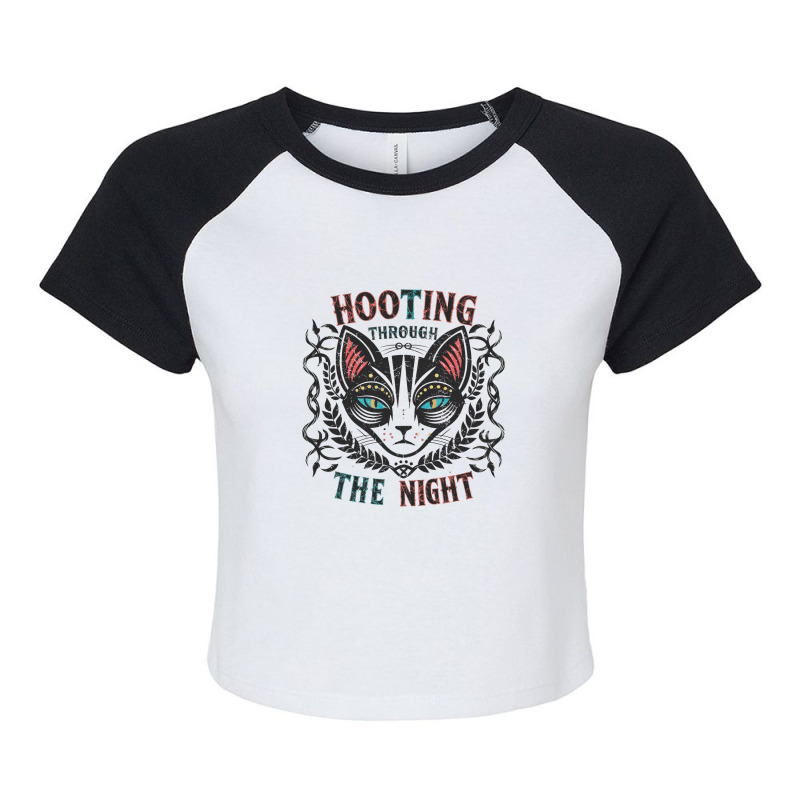 Hooting Through The Night(2) Raglan Crop Top by Donna Schennum | Artistshot