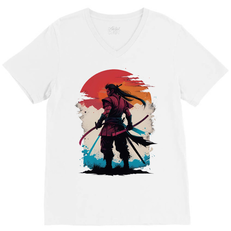 Ninja Samurai V-neck Tee | Artistshot