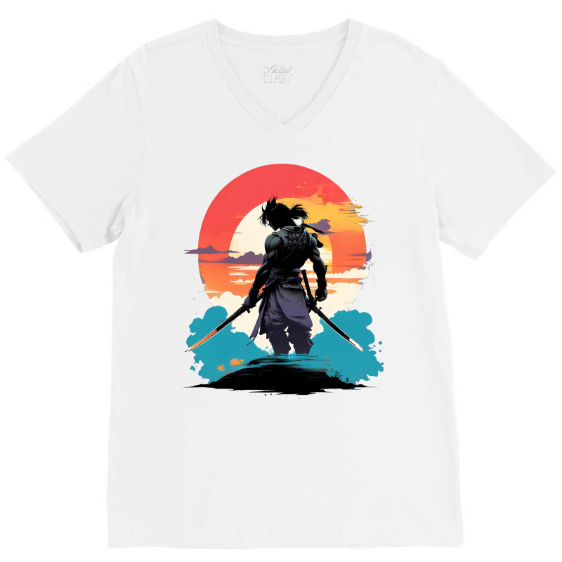 Ninja Samurai V-neck Tee | Artistshot