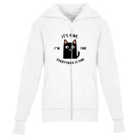 Black Cat Youth Zipper Hoodie | Artistshot