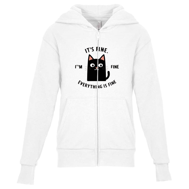 Black Cat Youth Zipper Hoodie by Donna Schennum | Artistshot