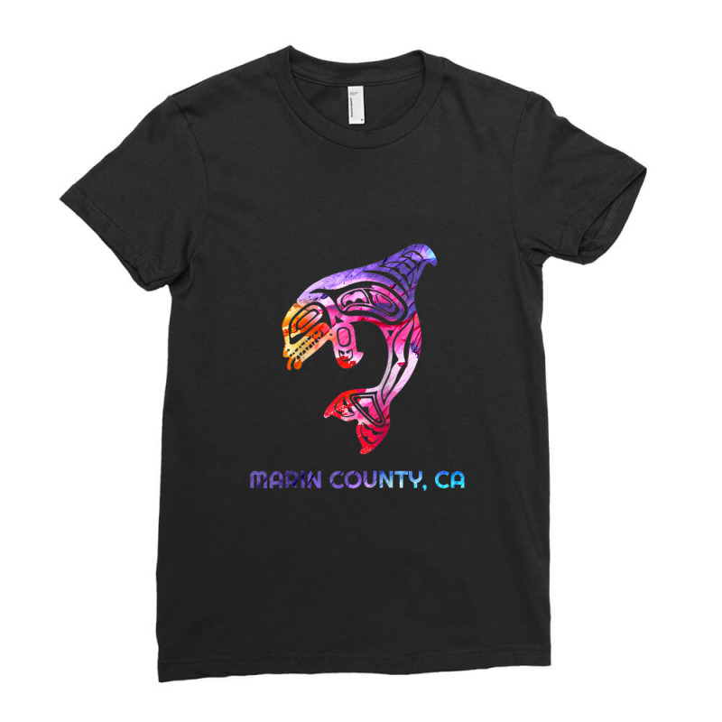 Marin County California Orca Killer Whale Native American Raglan Baseb Ladies Fitted T-Shirt by Vivu991 | Artistshot