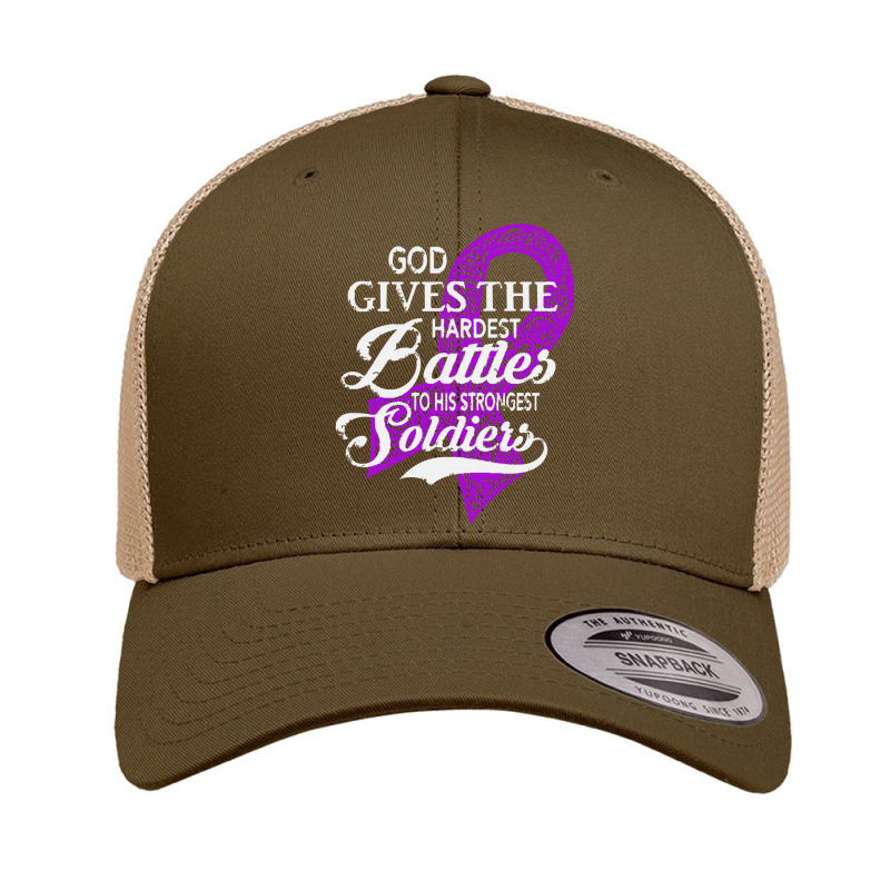 Alzheimers Awareness T  Shirt God Gives The Hardest Battles Strongest Retro Trucker Cap | Artistshot