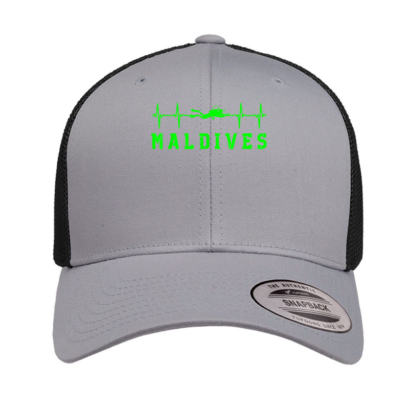 Maldives Scuba Diving Maldives Souvenir Heartbeat Diving T Shirt Retro Trucker Cap | Artistshot