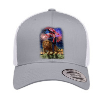 Usa President Donald Trump Rides On A Ferocious Lion Retro Trucker Cap | Artistshot